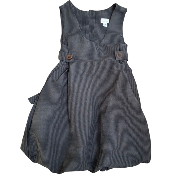 Neige Toddler Girl Charcoal Bubble Hem Pinafore Dress – Vintage Classic Style 5T - Picture 2 of 5